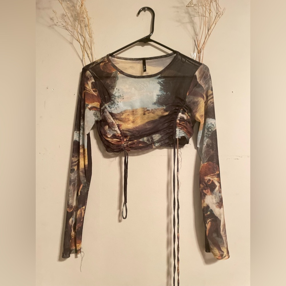 Mesh Crop top with adjustable side strings